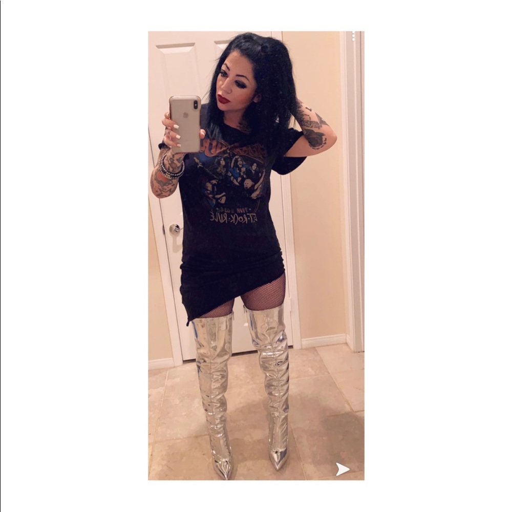 Brand new silver thigh high boots
